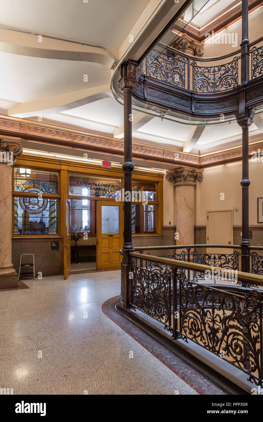 Intérieur de l'Hôtel de ville de Milwaukee Banque D'Images