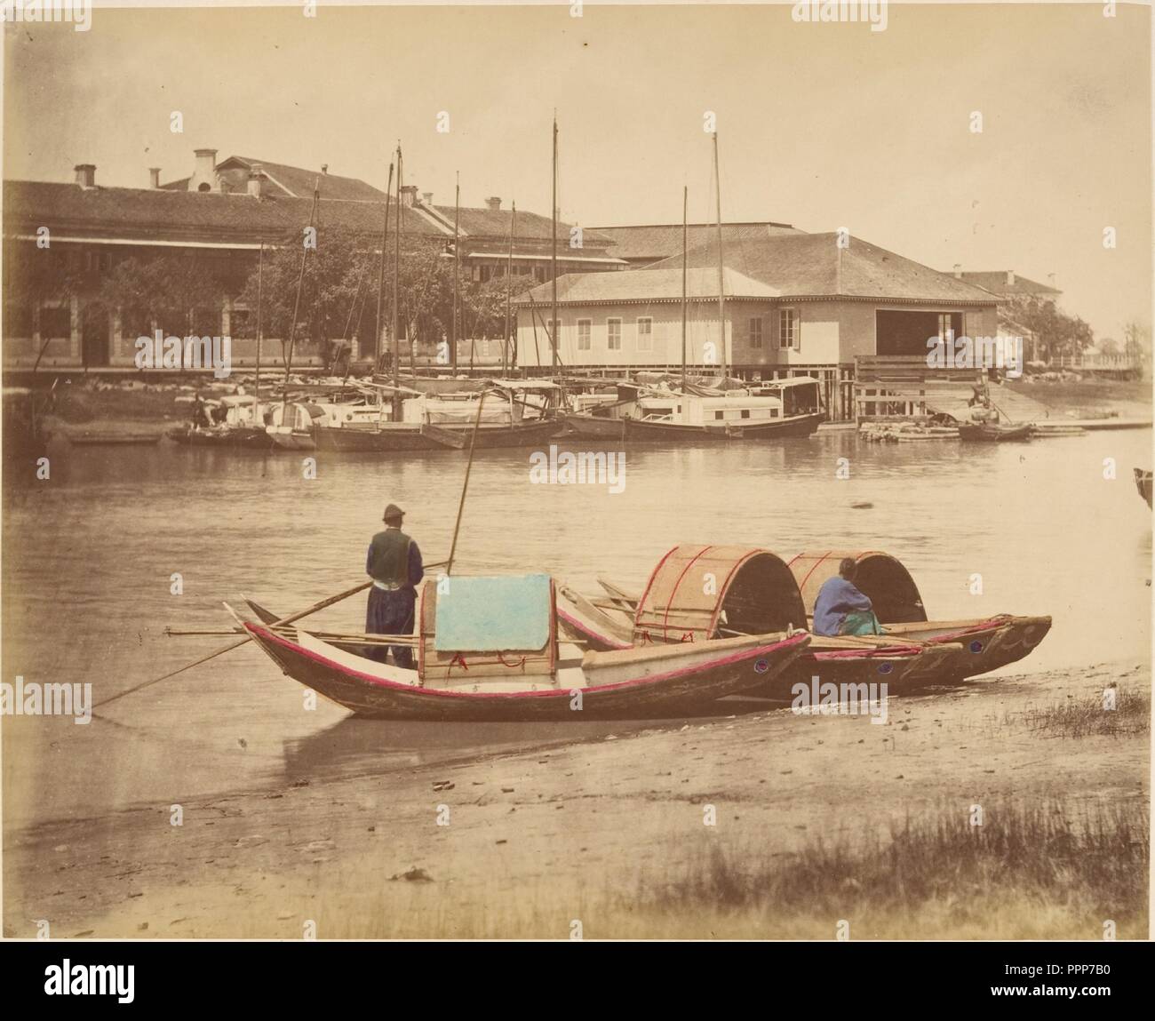 Sampan. Artiste : Inconnu. Dimensions : 23,6 x 19,3 cm (9 5/16 x 7 5/8 in.). Date : 1870. Musée : Metropolitan Museum of Art, New York, USA. Banque D'Images