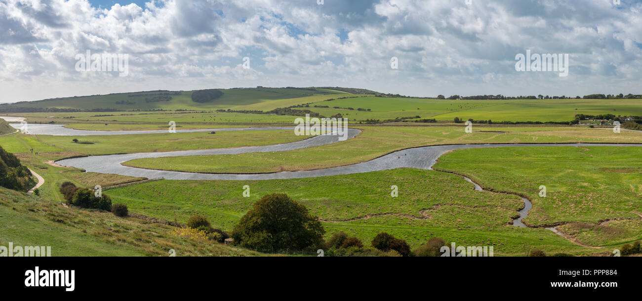 Rivière Cuckmere sinueux de Seven Sisters Country Park Banque D'Images