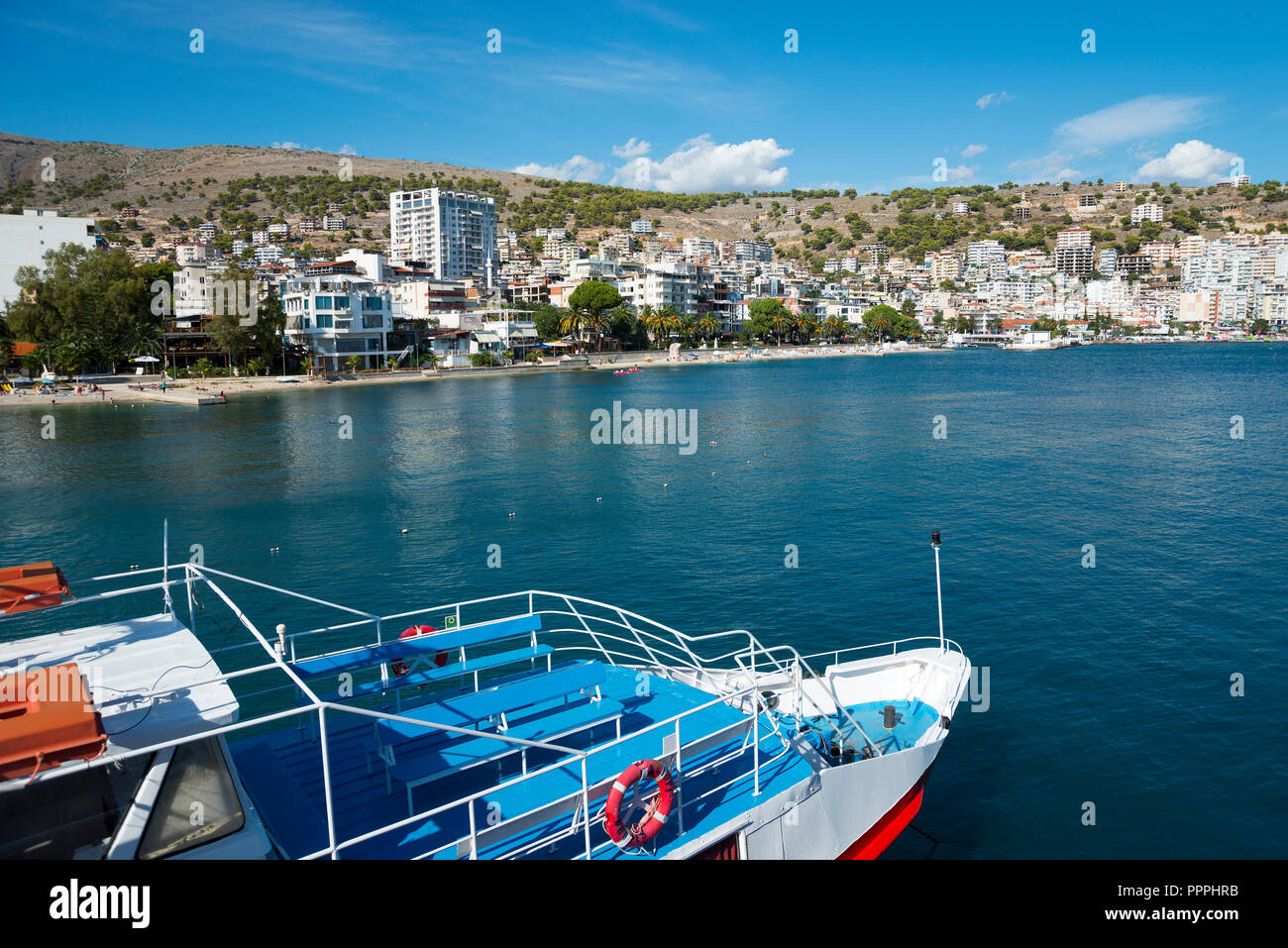Saranda, Riviera, Mer Ionienne, l'Albanie Banque D'Images