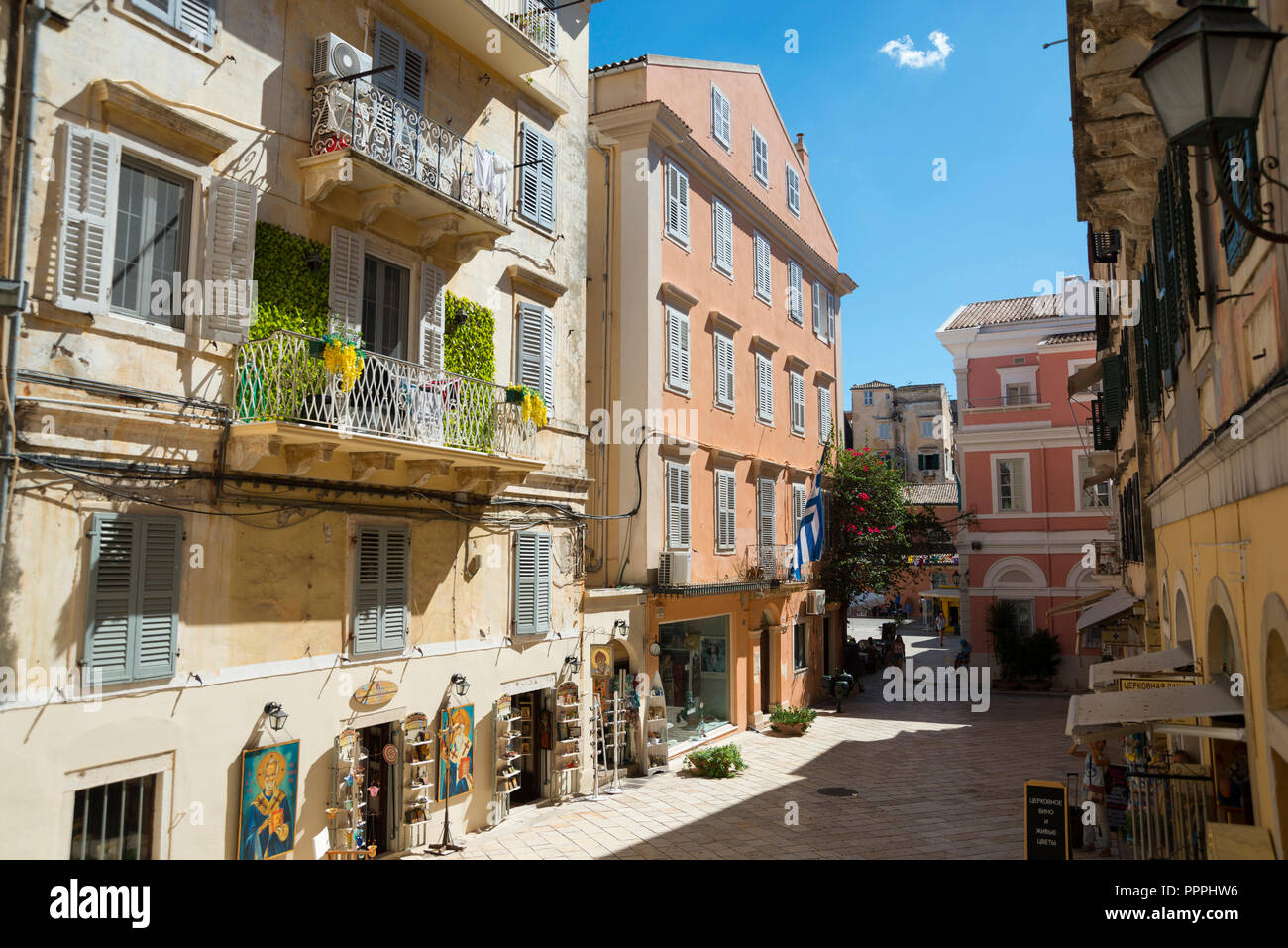 Ruelle de la vieille ville, Corfou, Corfou, Grèce Banque D'Images