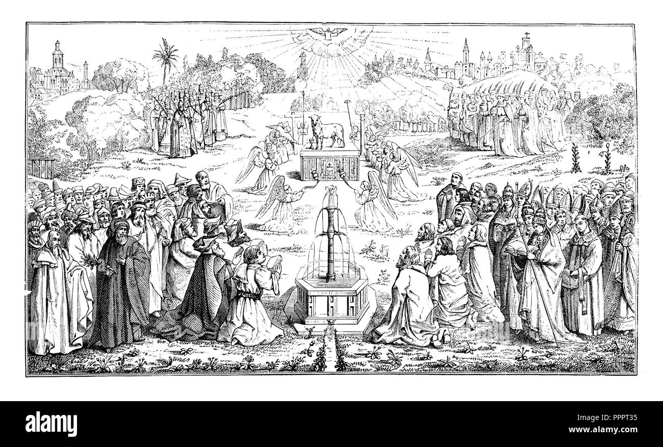 Partie inférieure du retable de Gand, 1887 Banque D'Images