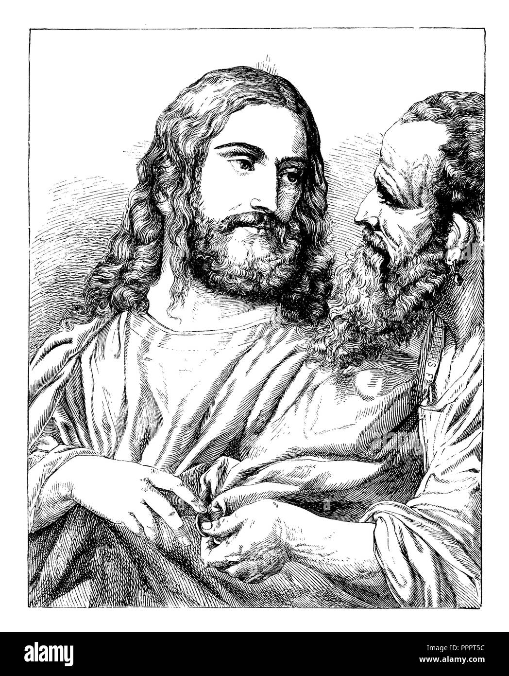 Le Christ avec le Zinsgroschen. De Titien, Tizian 1887 Banque D'Images