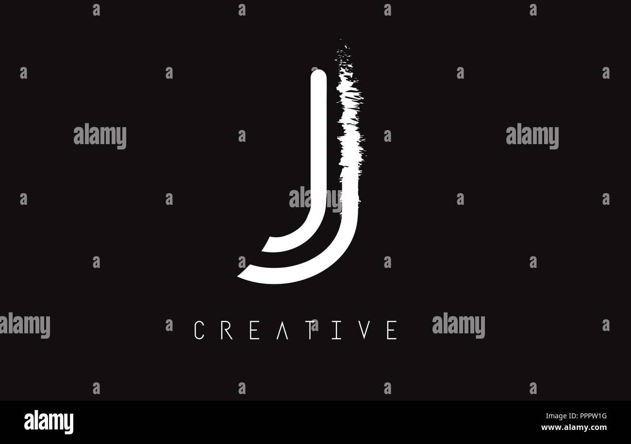 J Lettre monogramme trait de peinture brosse Design. Logo lettre monogramme avec Paintbrush Vector Illustration. Illustration de Vecteur