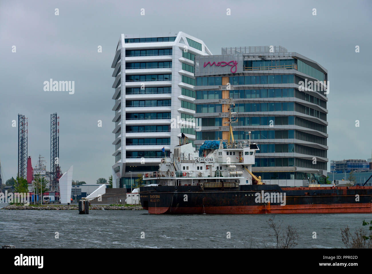 Hôtel MOXY Houthavens, Amsterdam, Pays-Bas Banque D'Images Hôtel MOXY Houthavens, Amsterdam, Pays-Bas Banque D'Images
