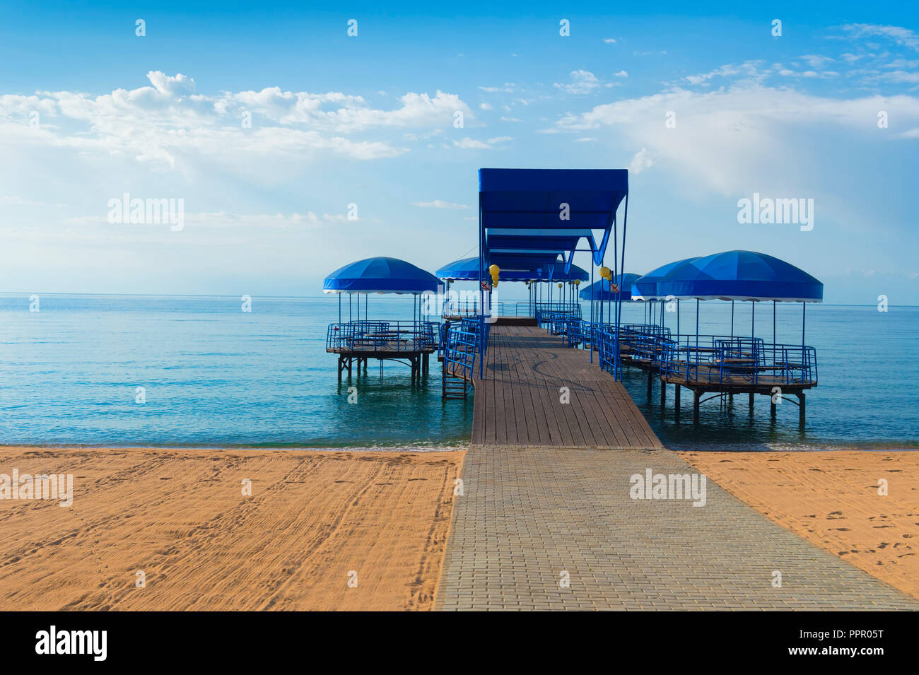 Karven resort beach, lac Issyk Kul, le Kirghizistan, l'Asie centrale Banque D'Images