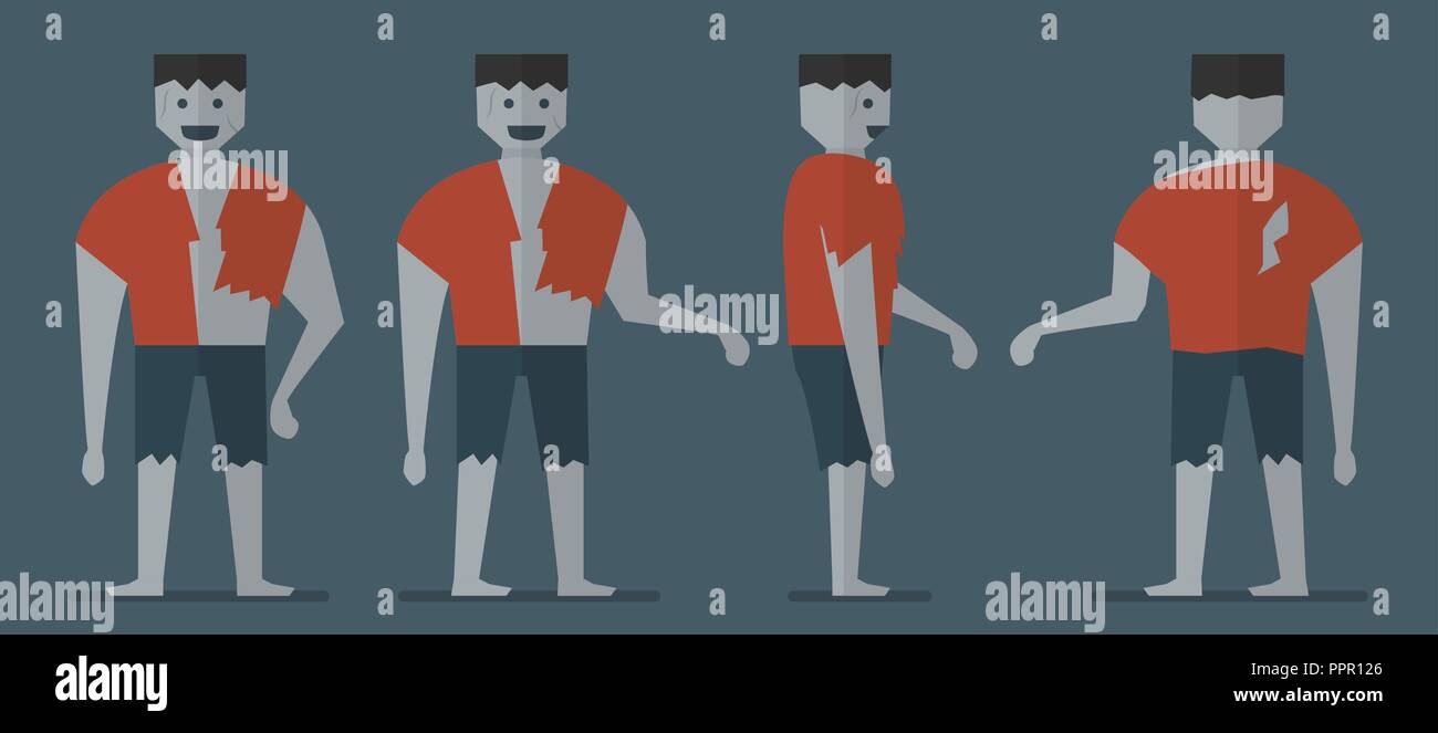 Character design de frankenstein pour l'Halloween, le 31 octobre, Vector illustration isolé sur fond bleu foncé. Illustration de Vecteur