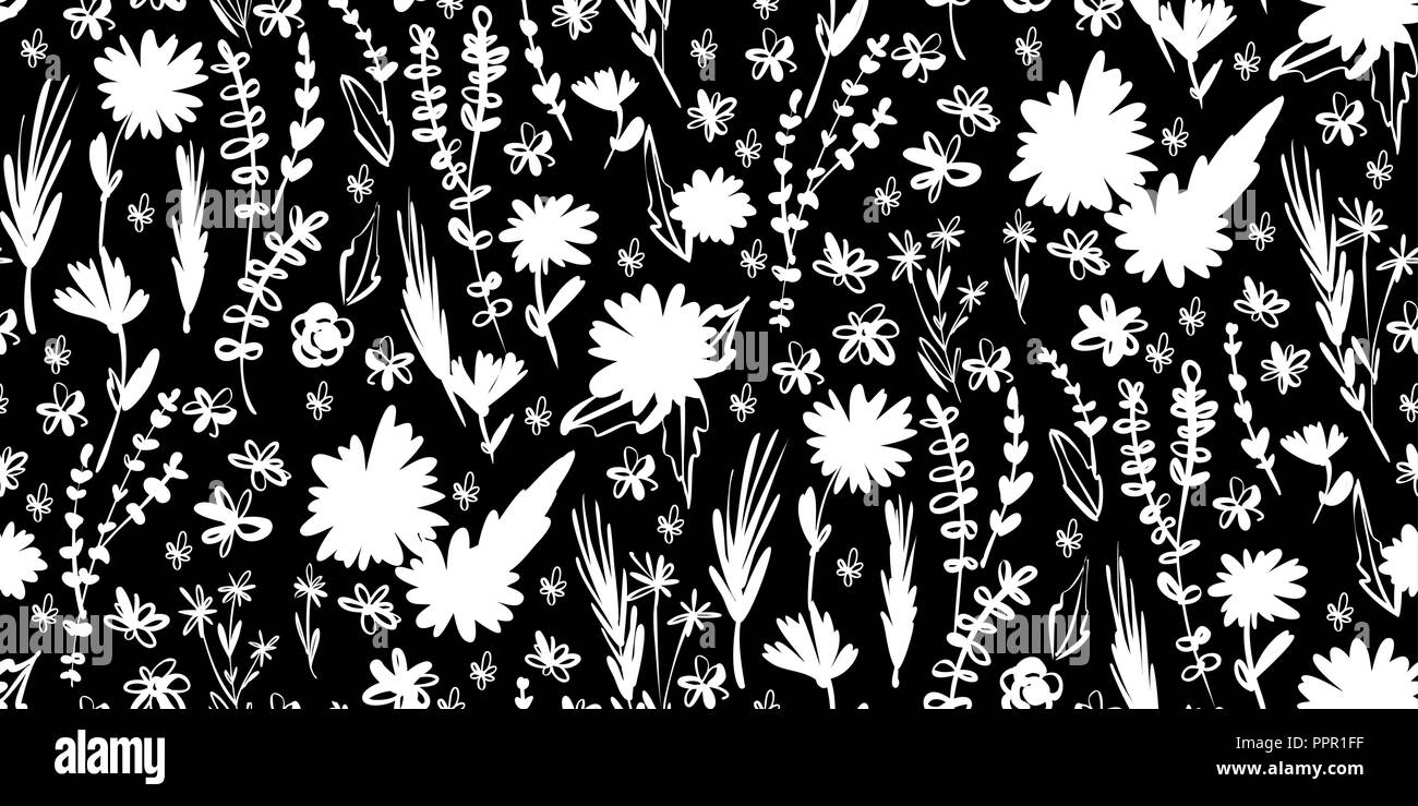 Motif floral seamless de différentes fleurs et feuilles. Illustration botanique peint à la main. Impression textile, mémo de tissu, papier d'emballage. Illustration de Vecteur
