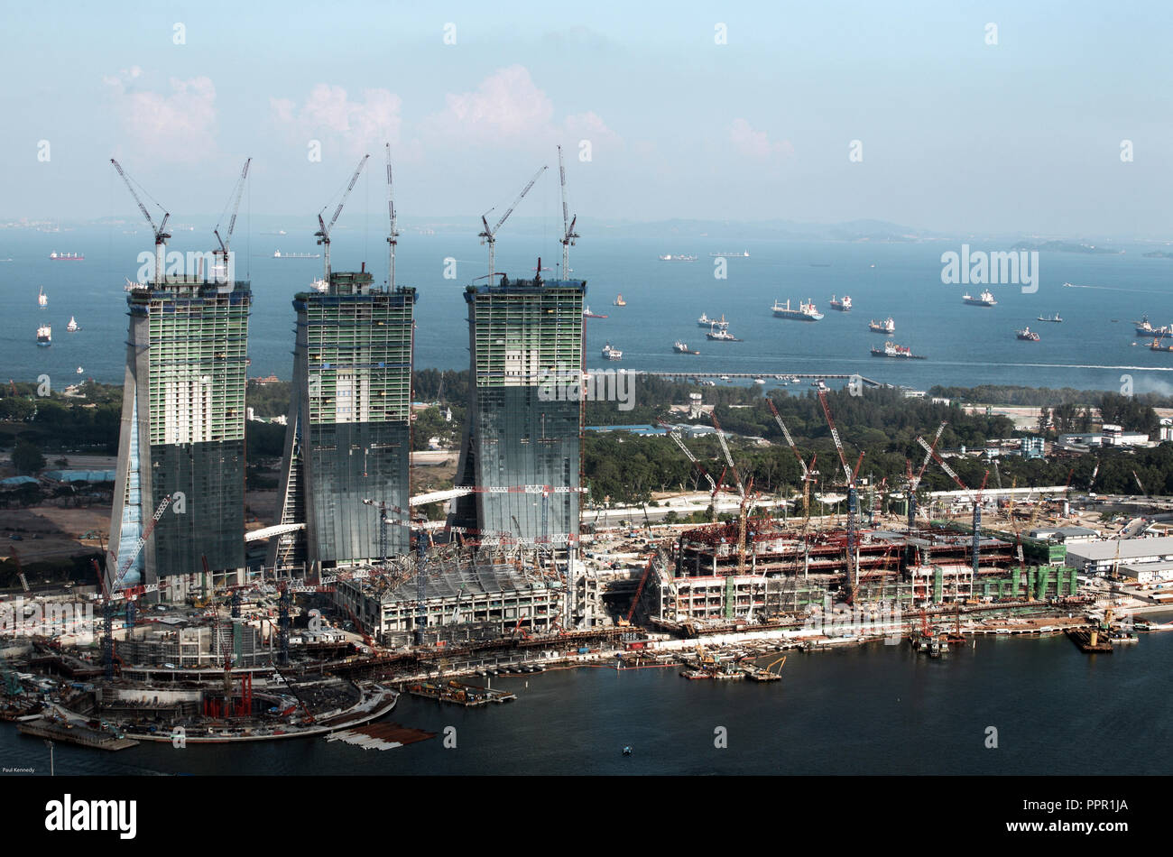 Construction de Marina Bay Sands Hotel and Casino, à Singapour Banque D'Images
