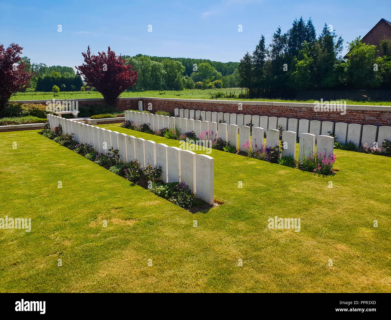 Haynecourt Première Guerre mondiale cimetière près de Cambrai en France Banque D'Images