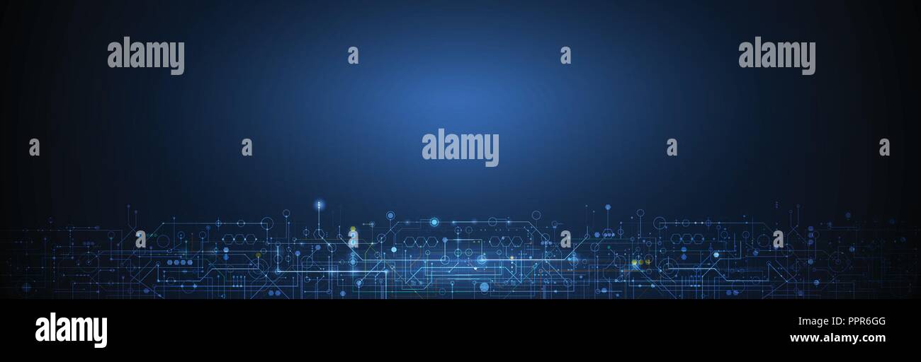 Circuit d'illustration vectorielle et d'hexagones. La technologie numérique de haute technologie et d'ingénierie, de technologie de télécommunications numériques concept. Vector abst Illustration de Vecteur