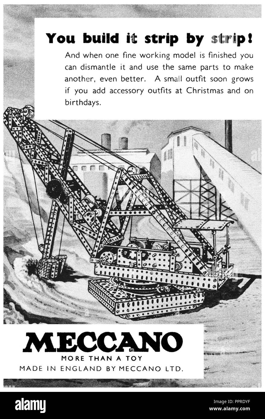 1952 La publicité pour les jeux de construction Meccano
