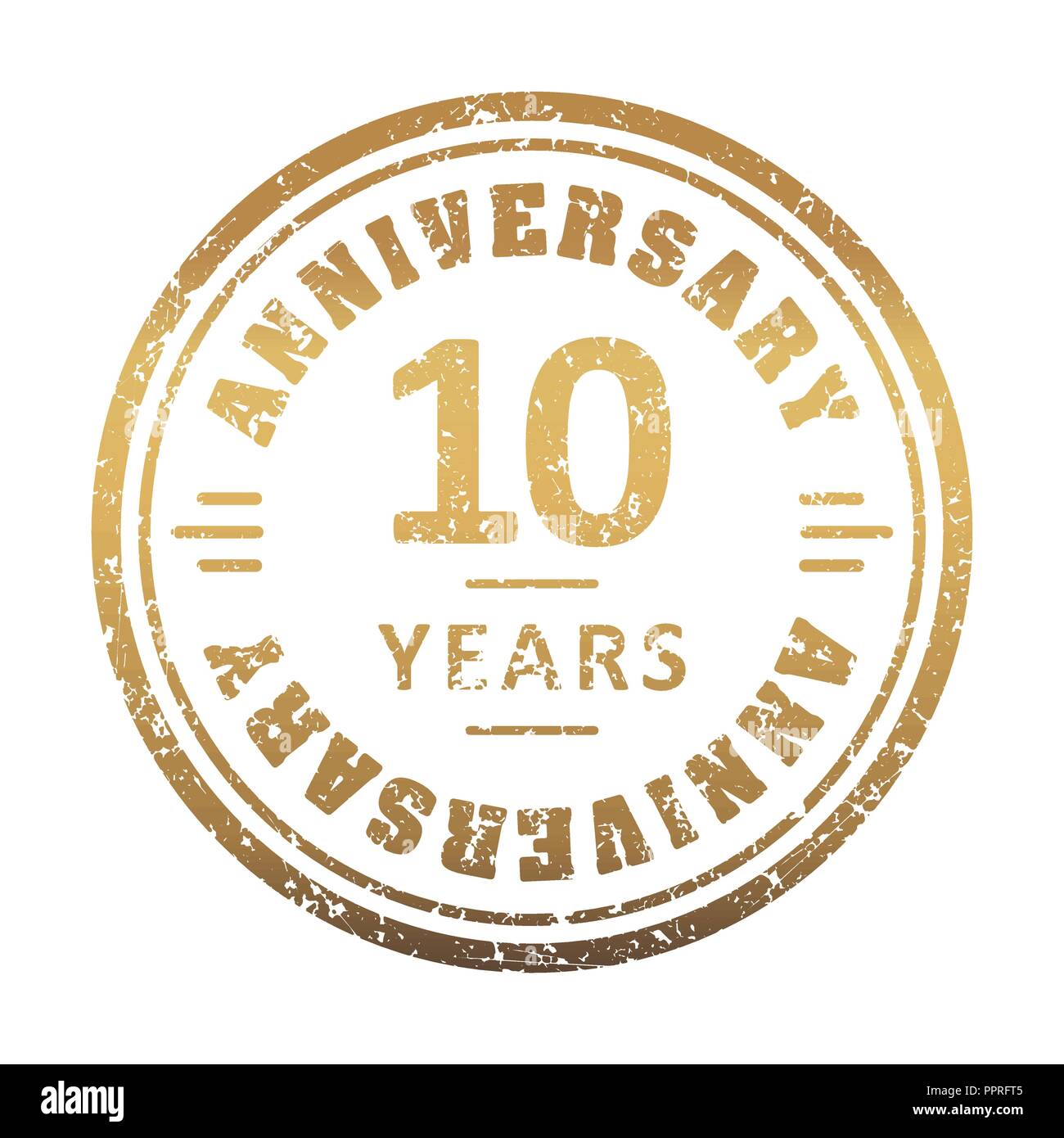 Vintage anniversaire 10 toute l'année ronde grunge stamp. Vector illustration style rétro. Illustration de Vecteur