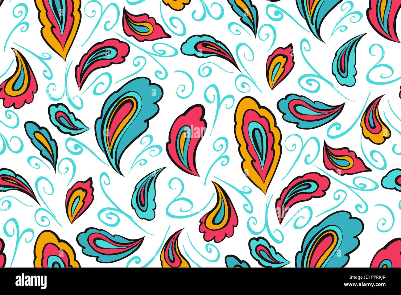 Transparente motif Oriental paisley dans un style dessiné à la main. Vector illustration pour textile, tissu, papier d'emballage, carte, skrapbook. Banque D'Images