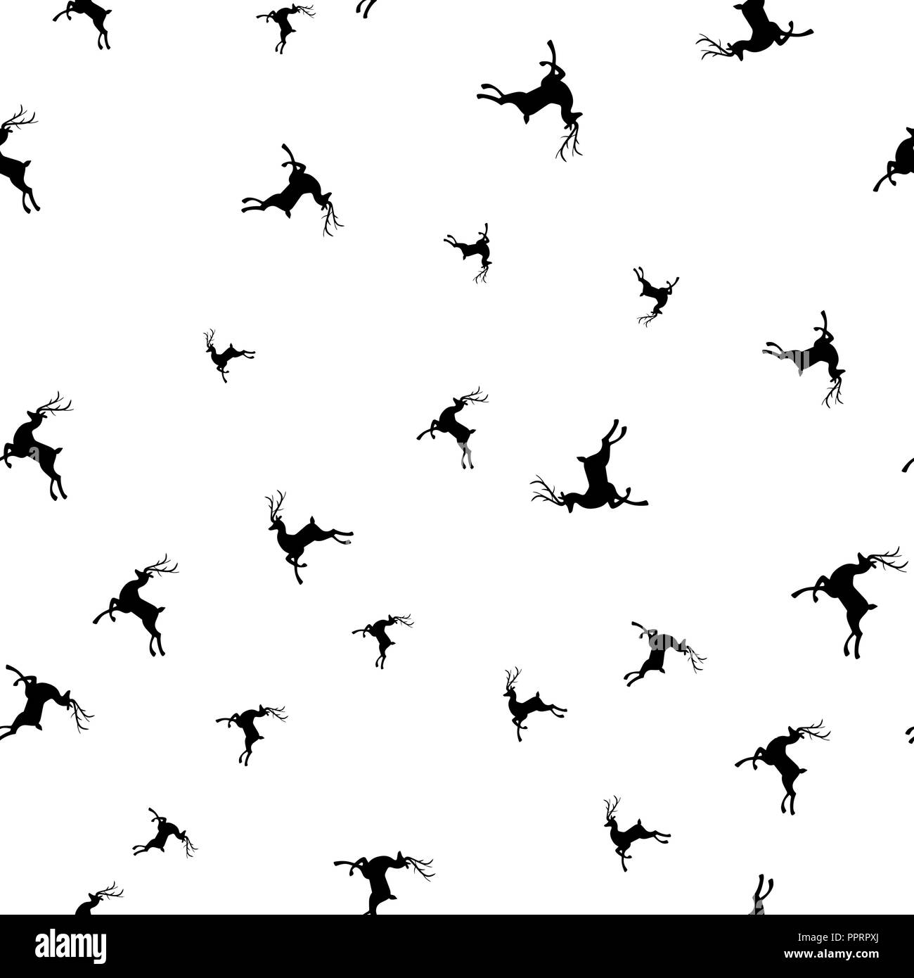 Silhouettes de deer modèle homogène. Isolé sur un fond blanc. Vector illustration. Illustration de Vecteur