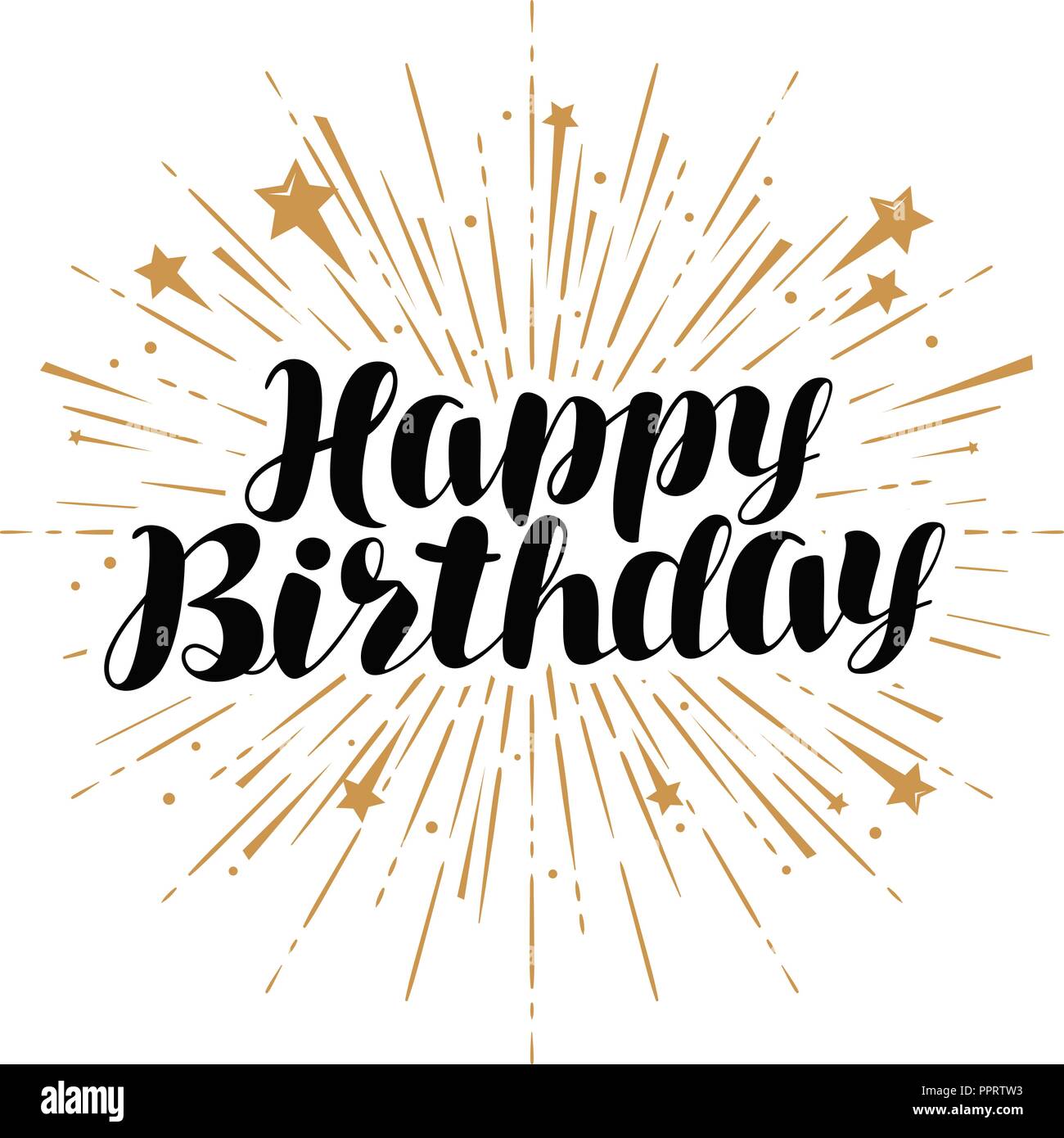 Joyeux Anniversaire Carte De Souhaits Lettres Manuscrites Vector Illustration Image Vectorielle Stock Alamy