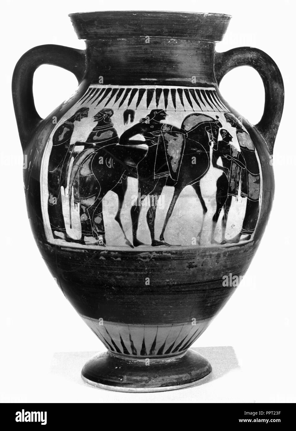 Attic Black-Figure Amphora ; Athènes, Grèce ; 550 - 540 B.C, sols en terre cuite ; 29 cm, 11 à 7,16 Banque D'Images