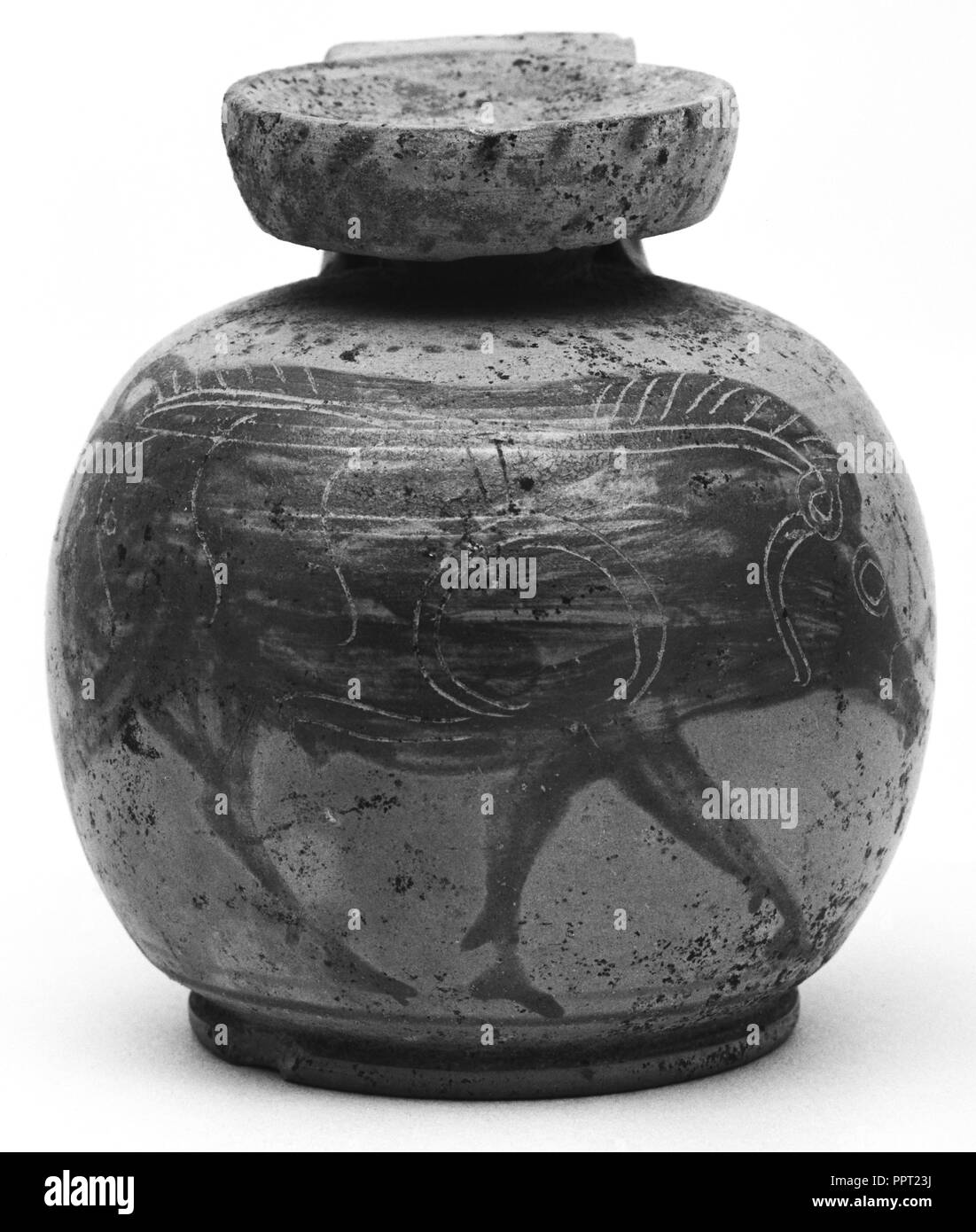 Etrusco-Corinthian Aryballos ; l'Étrurie ; 6ème siècle avant J.C ; ; 7.1 cm en terre cuite, 2 à 13,16 Banque D'Images