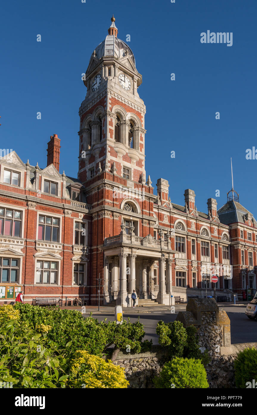 Eastbourne Town Hall et tour de l'horloge Banque D'Images