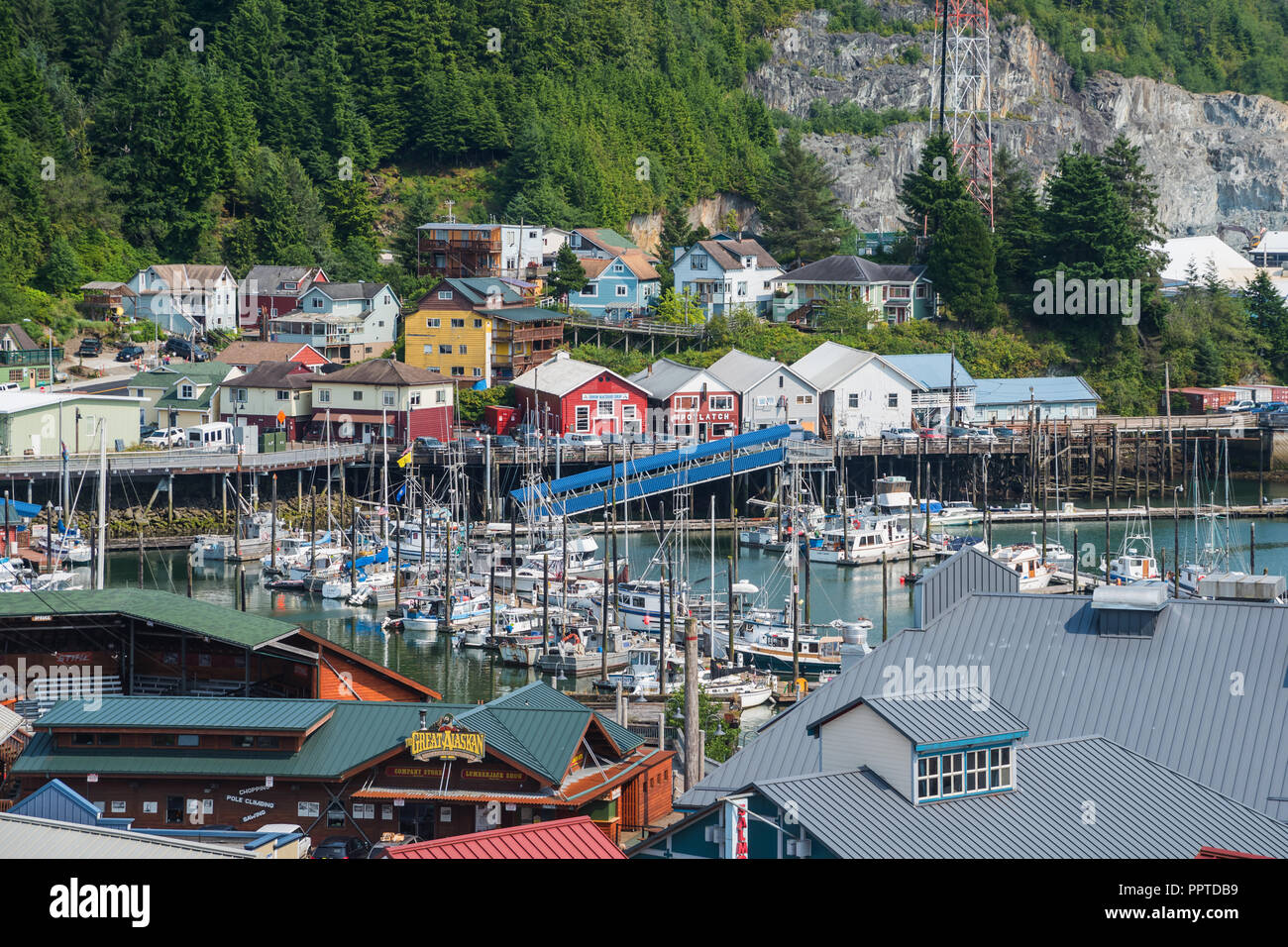 Vue de dessus de Ketchikan, Alaska, USA, Banque D'Images