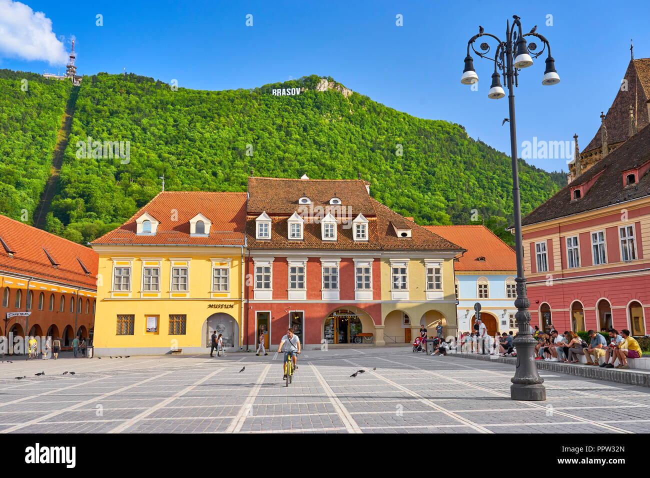 Piata Sfatului, Brasov, en Transylvanie, Roumanie Banque D'Images