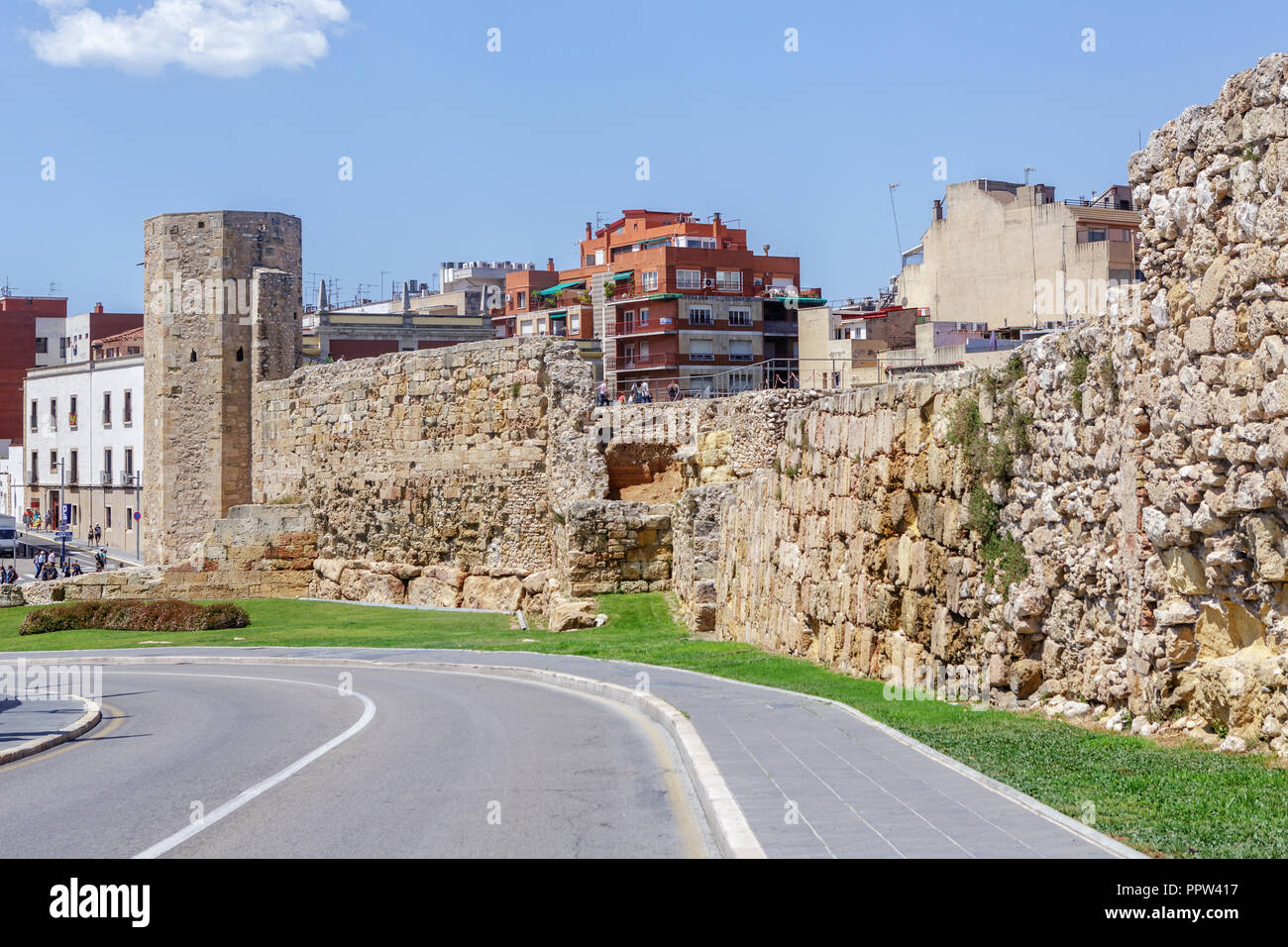 Tarragone, Espagne - 15 juin 2014 : Situation du cirque romain. L'ancienne forteresse de pierre dans la ville de Tarragone Banque D'Images