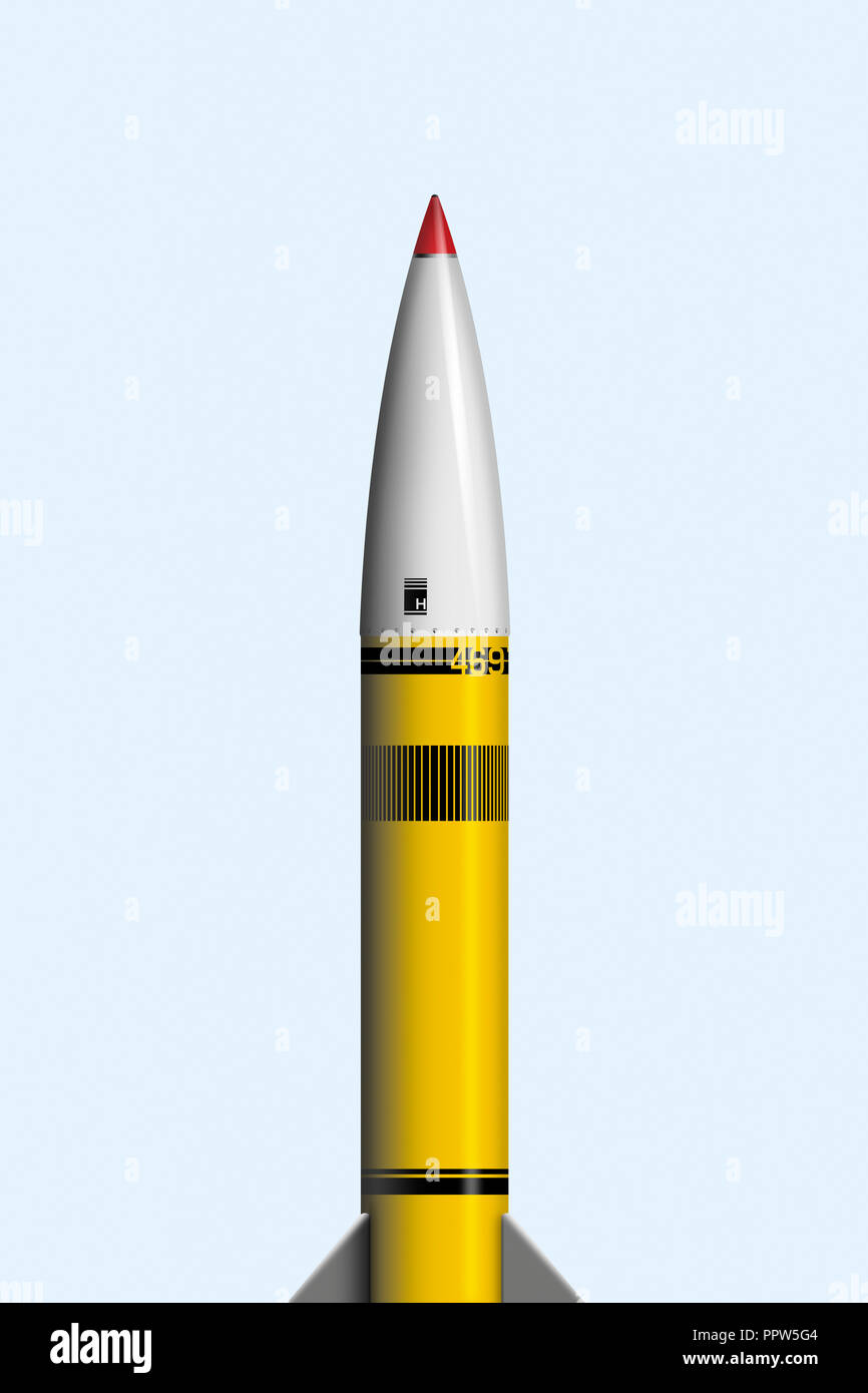 Jaune Blanc Air Missile Rocket technologie de défense militaire Banque D'Images