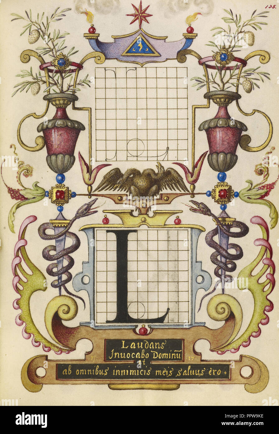 Guide pour la construction de la lettre L, Joris Hoefnagel, flamand , hongrois, 1542 - 1600, Vienne, Autriche ; environ 1591 - 1596 Banque D'Images