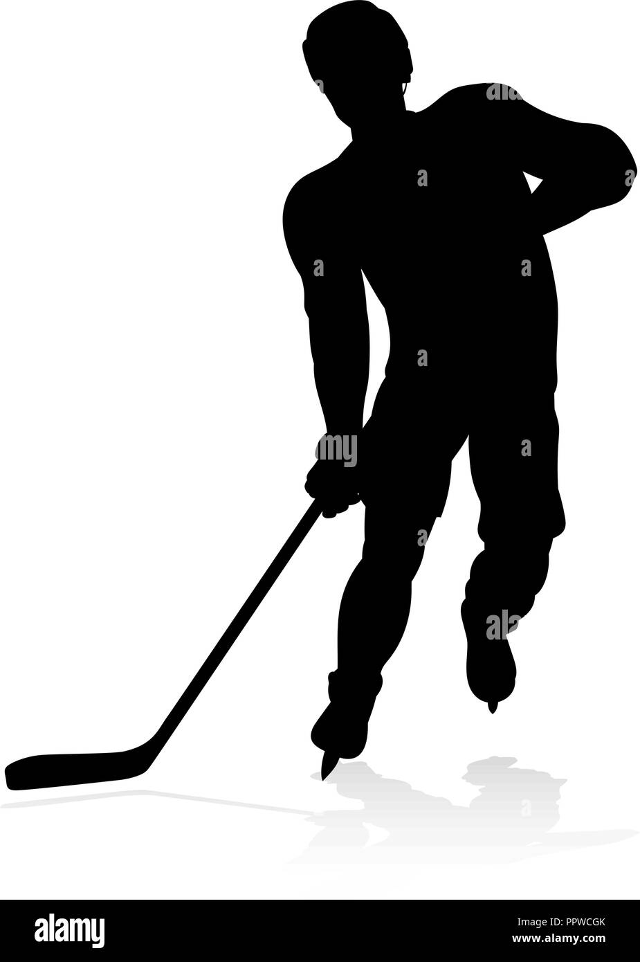 Silhouette de Hockey sur Glace Illustration de Vecteur