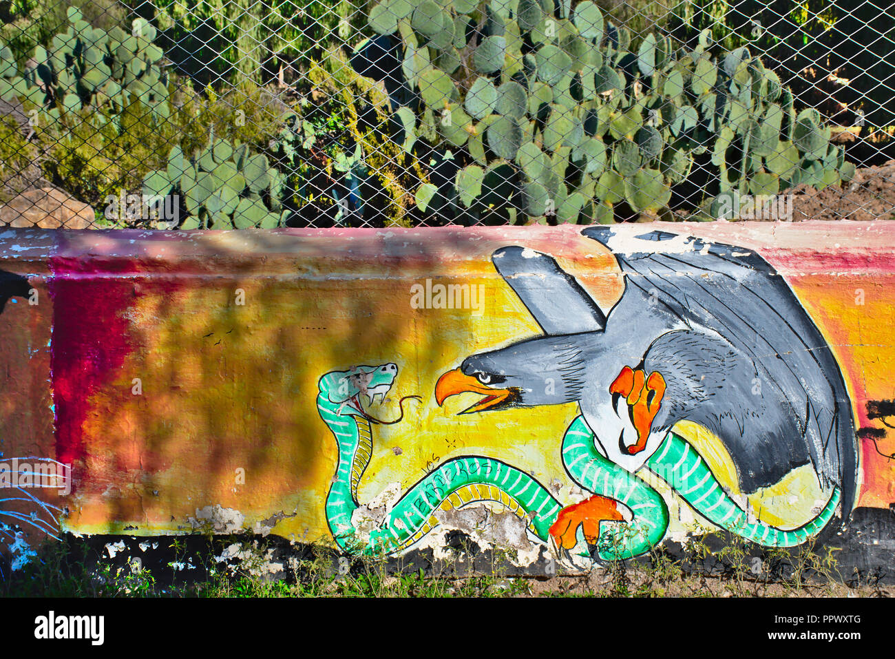 Peinture murale et snake Eagle Banque D'Images