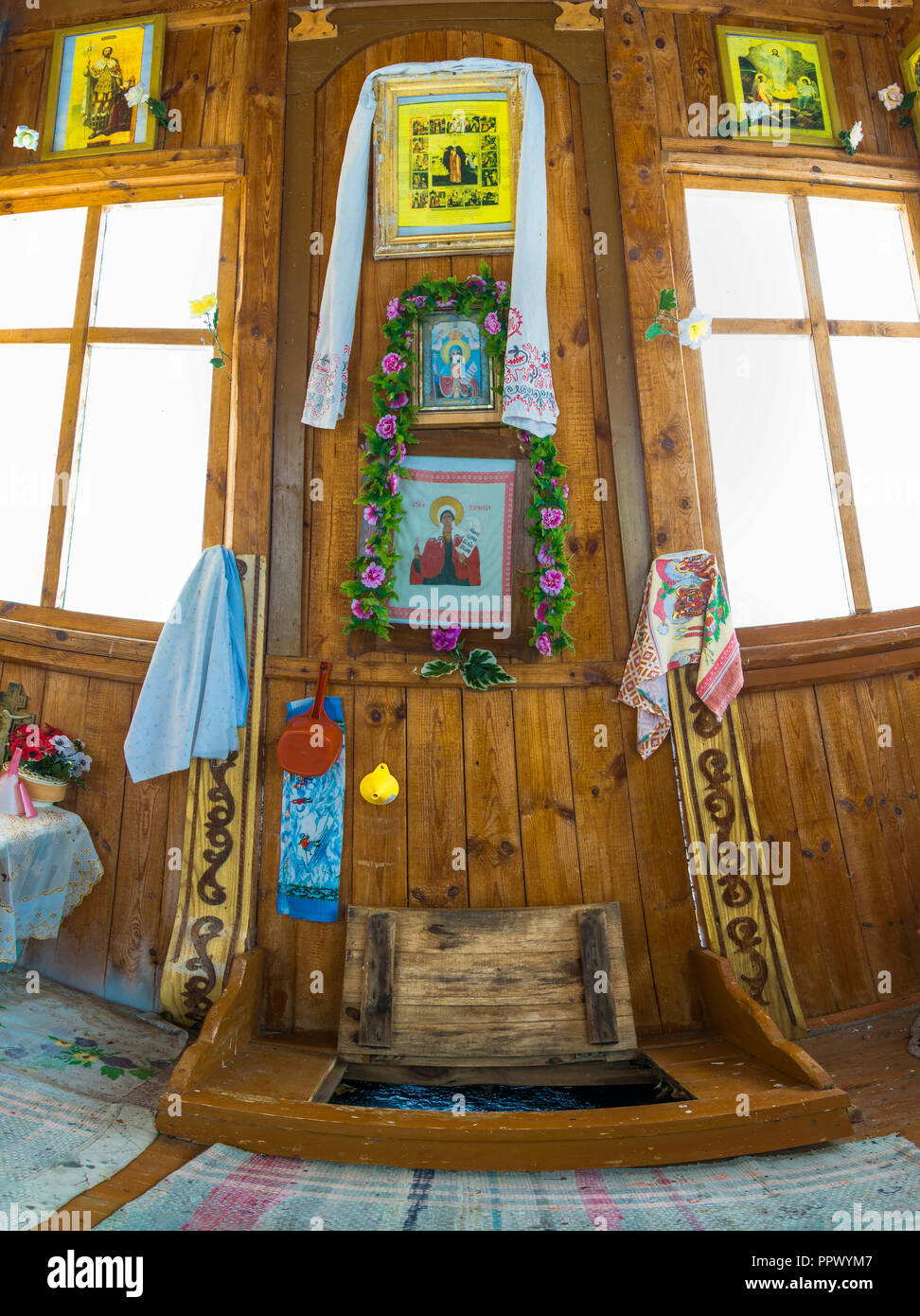 Dans la chapelle du Saint grand martyr de printemps Paraskeva. Bogatishi Palekh, village, district d'Ivanovo oblast, Russie. Banque D'Images