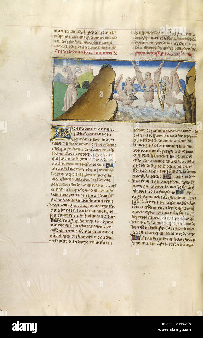 Scylla et sirènes ; Gand, Belgique ; environ 1475 Tempera ; couleurs, feuilles d'or, et peinture or sur parchemin ; Feuille : 43,8 x 30,5 cm Banque D'Images
