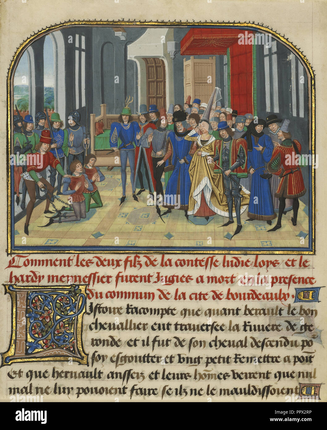 Le Fils de Lydia condamné à mort ; Loyset Liédet, flamand, actif sur 1448 - 1478, et des fruits, le Flamand Pol Banque D'Images