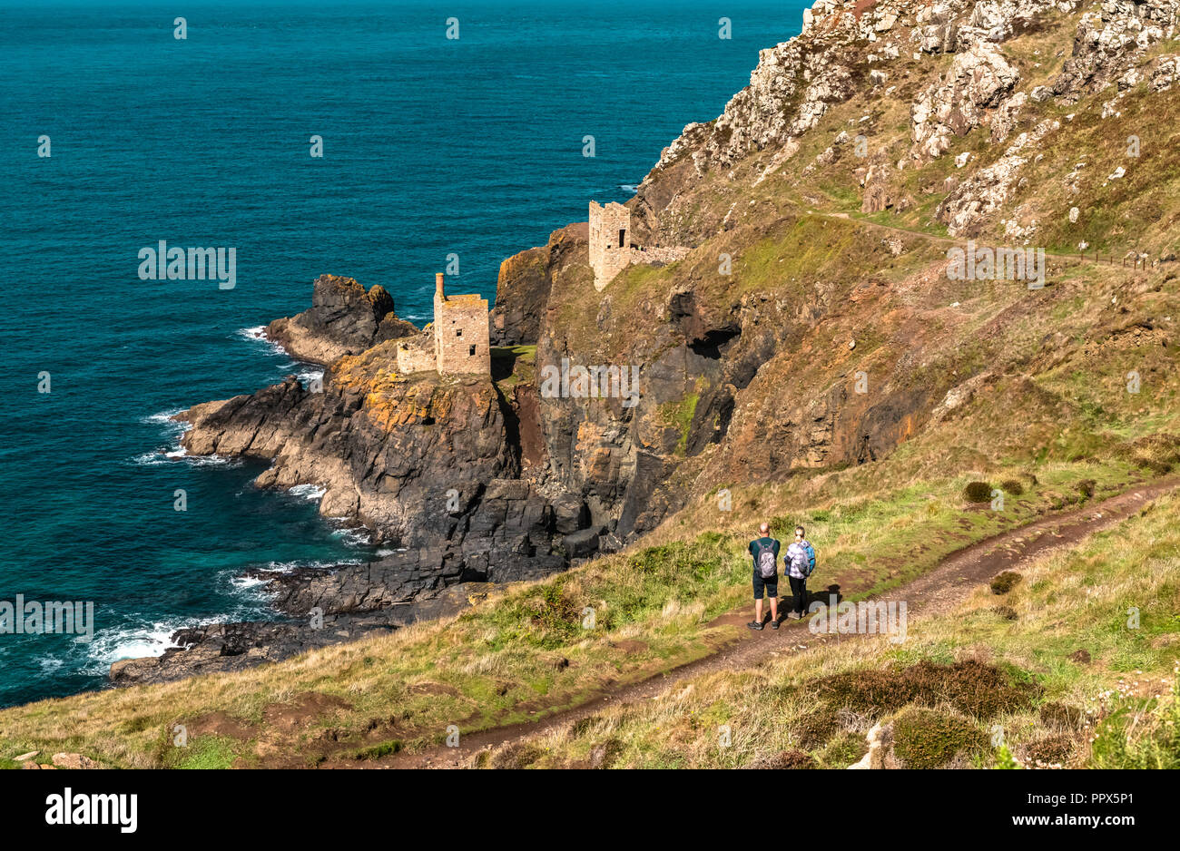 Botallack mines d'étain de Cornwall Uk en Angleterre. . Ancienne mine d'étain une industrie du passé sur le sentier du littoral des Cornouailles à l'ancienne papule, film Poldark également Banque D'Images