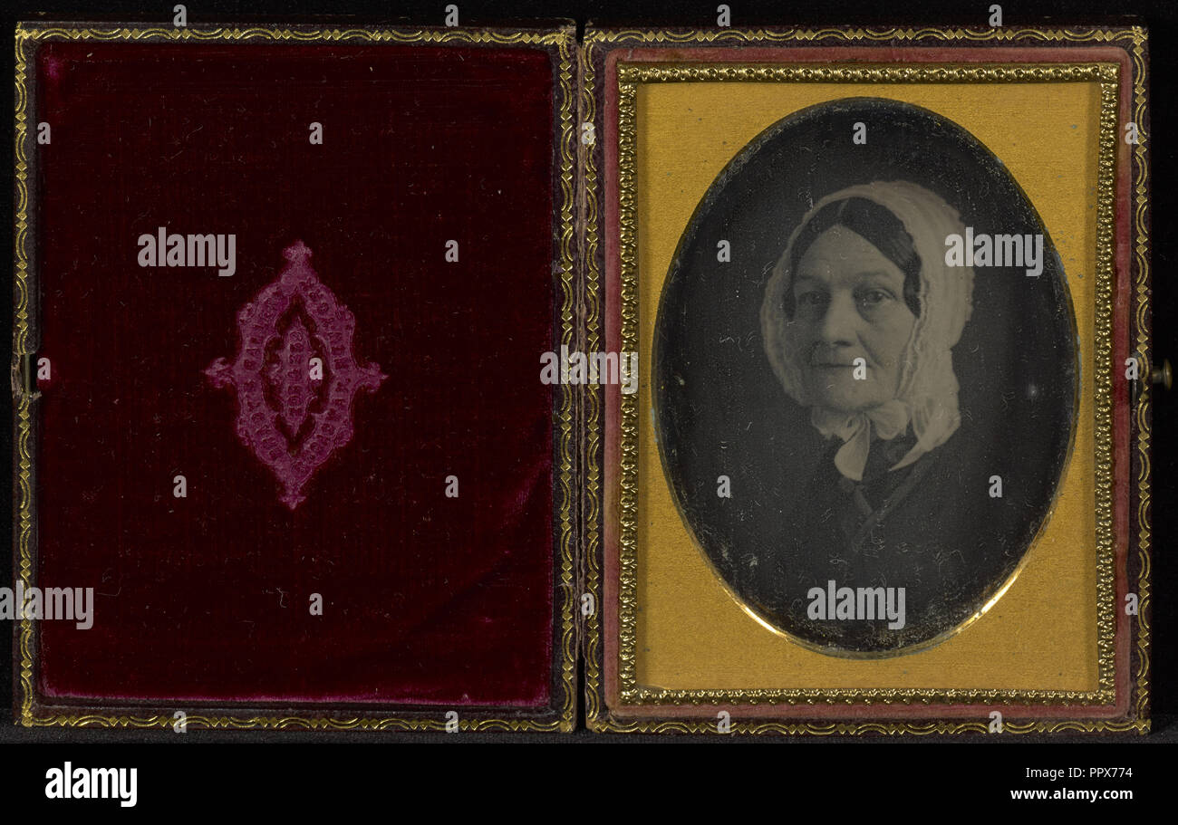 Portrait d'une femme âgée dans la dentelle bonnet ; Galerie Brady, 1859 - 1862, environ 1853 daguerréotype ; Banque D'Images