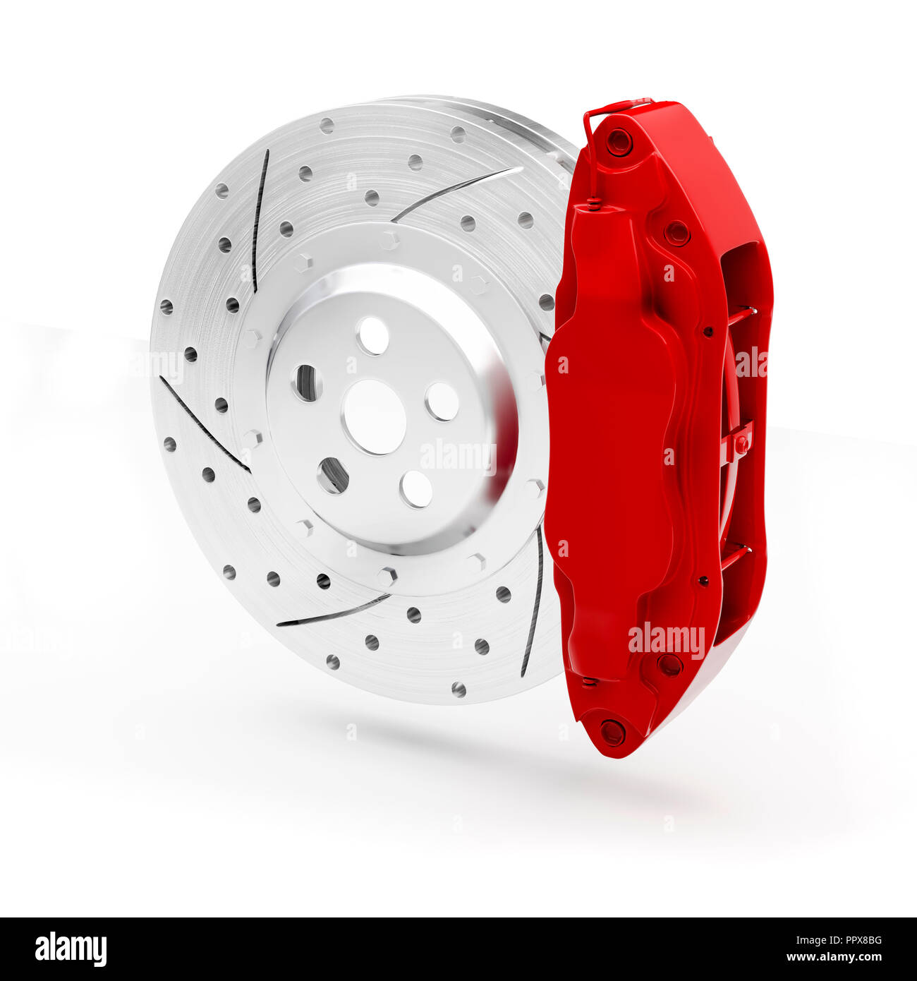 Disque de frein voiture 3d sur fond blanc Banque D'Images