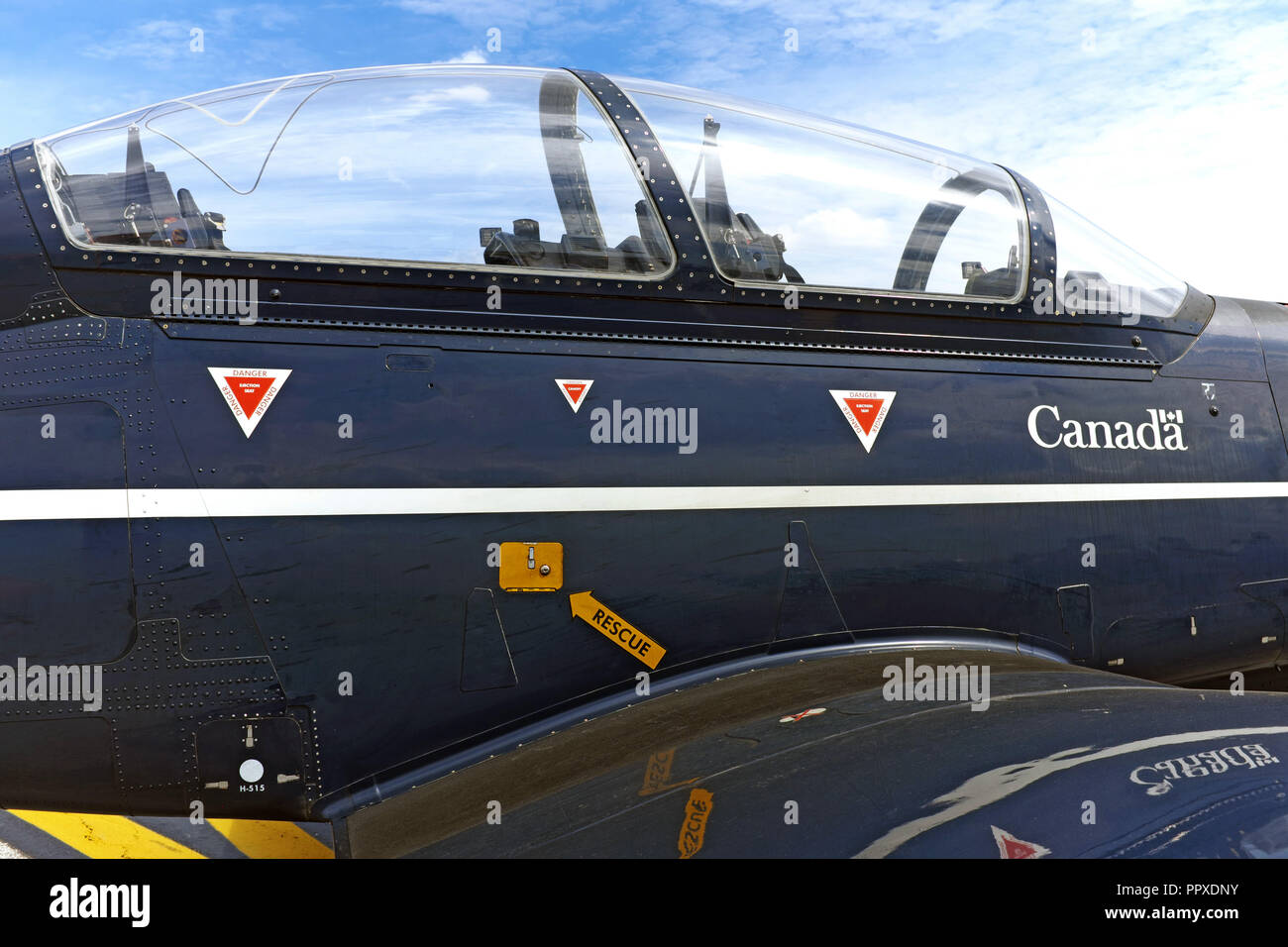Avion turbopropulseur monomomoteur à voilure fixe de la Royal Canadian AirForce de Raytheon exposé au Cleveland Air Show 2018 à Cleveland, Ohio, États-Unis. Banque D'Images