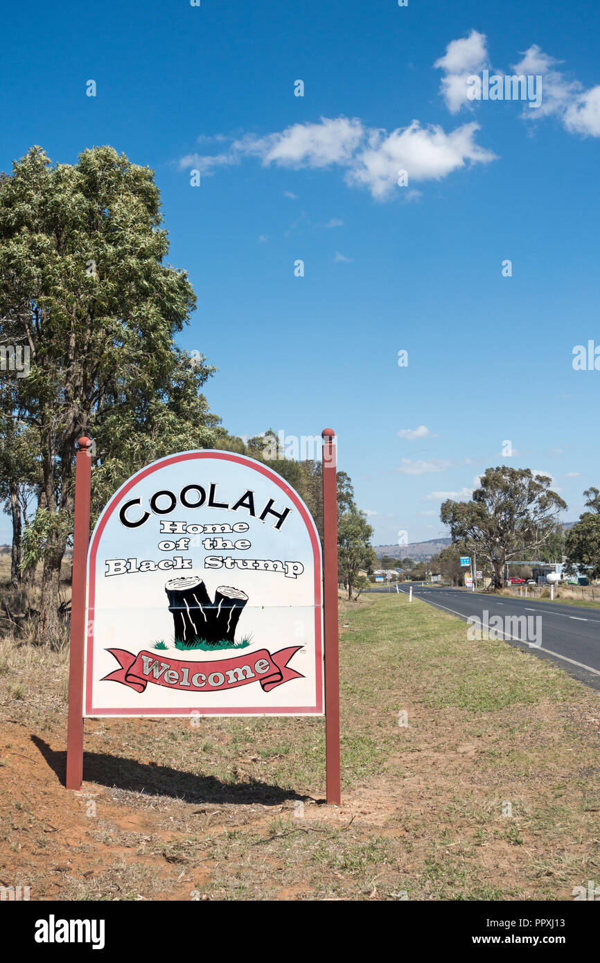 Le panneau de la commune de Coolah Australie NSW. Banque D'Images