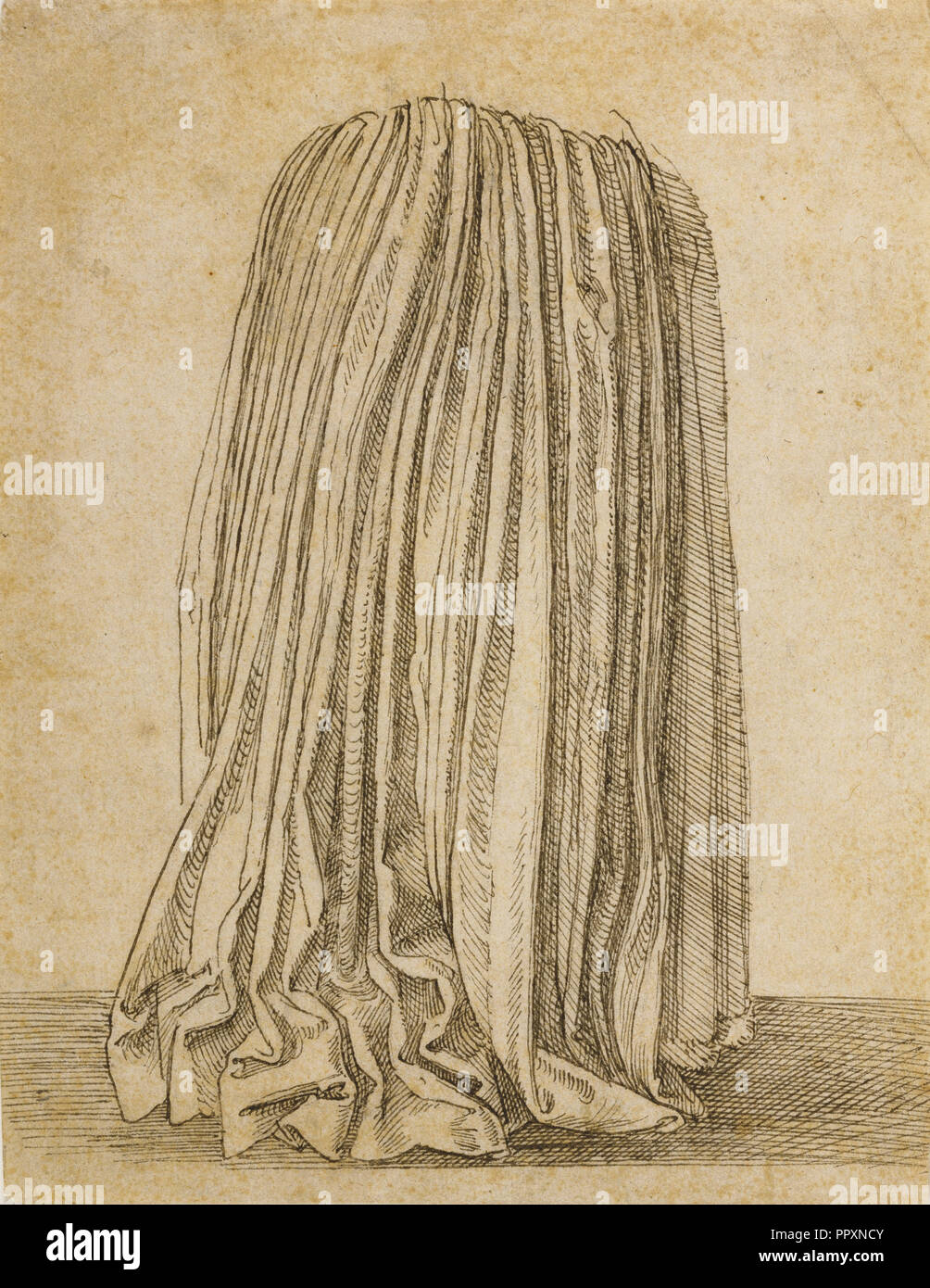 Étude d'une jupe plissée ; Hans Brosamer, allemand, environ 1500 - 1554 environ, sur 1530 - 1540, Stylo et encre noire ; 19,7 × 14,9 cm Banque D'Images