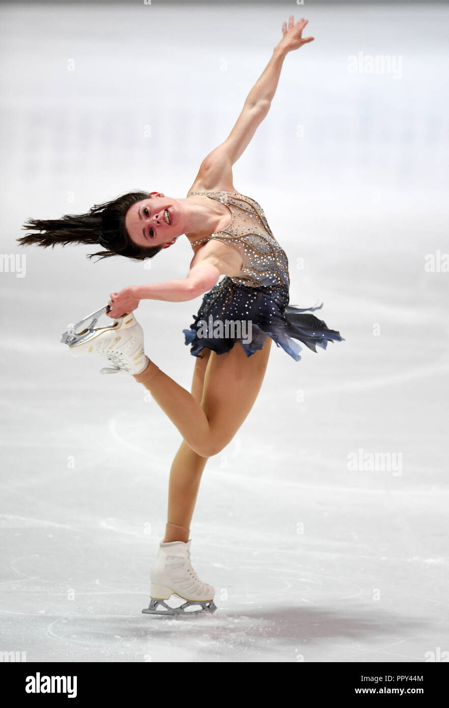 Oberstdorf en Bavière. 28 Sep, 2018. Figure Skating : Challenger Series - Trophée de brume, seul, mesdames, le freestyle. La patineuse artistique américain Bell Mariah en action. Credit : Tobias Hase/dpa/Alamy Live News Banque D'Images