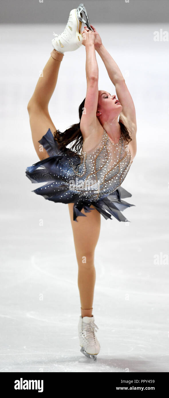 Oberstdorf en Bavière. 28 Sep, 2018. Figure Skating : Challenger Series - Trophée de brume, seul, mesdames, le freestyle. La patineuse artistique américain Bell Mariah en action. Credit : Tobias Hase/dpa/Alamy Live News Banque D'Images