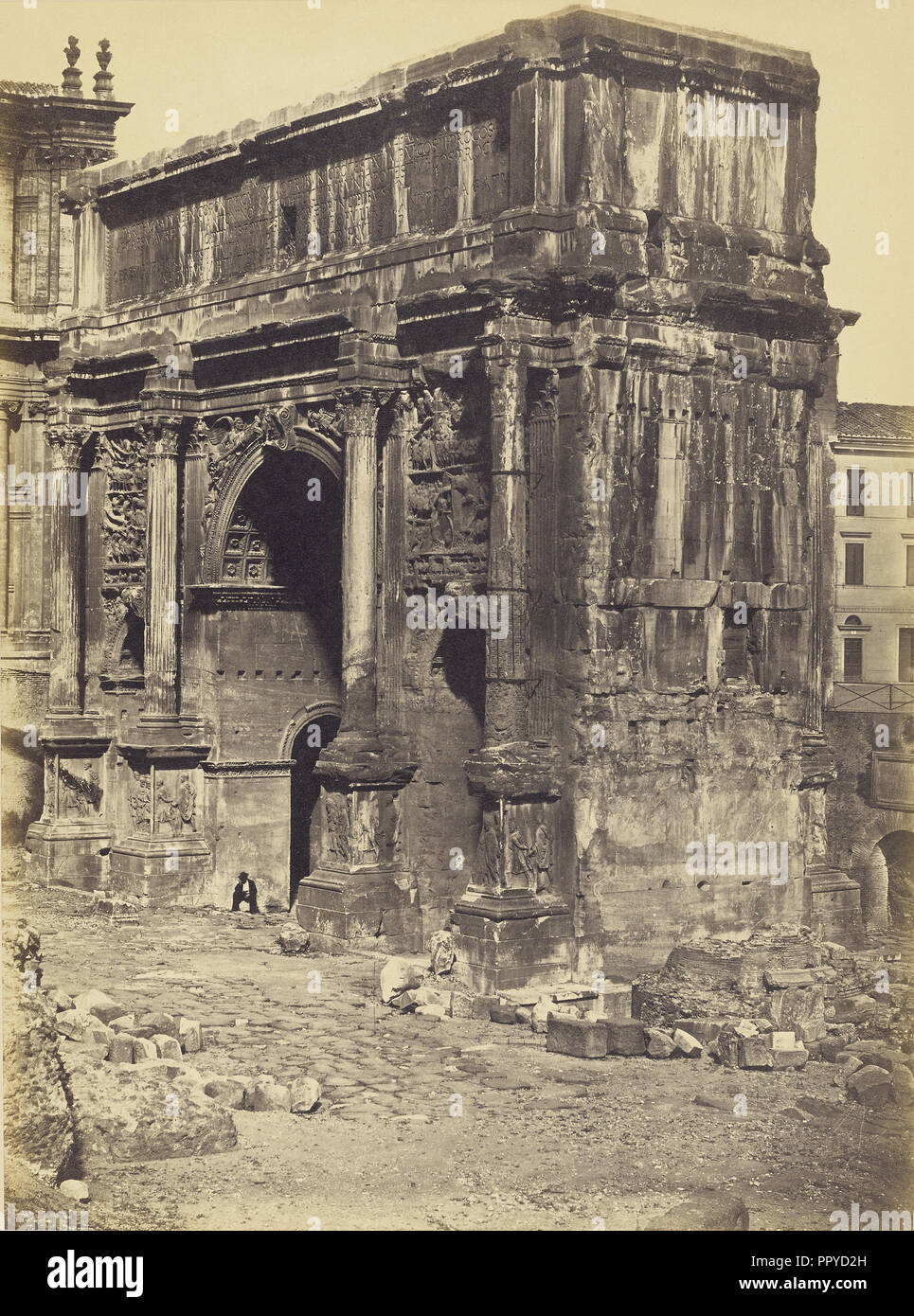 L'Arc de Septime Sévère, Rome ; Robert Macpherson, Écossais, 1811 - 1872, 1850 ; à l'albumine argentique Banque D'Images