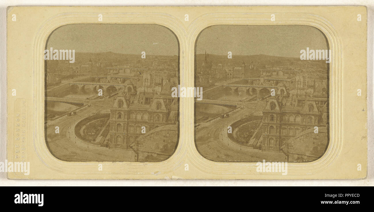 Vue de Paris, France ; London Stereoscopic Company, Actif 1854 - 1890, 1855 - 1865 ; à la main, à l'albumine argentique Banque D'Images