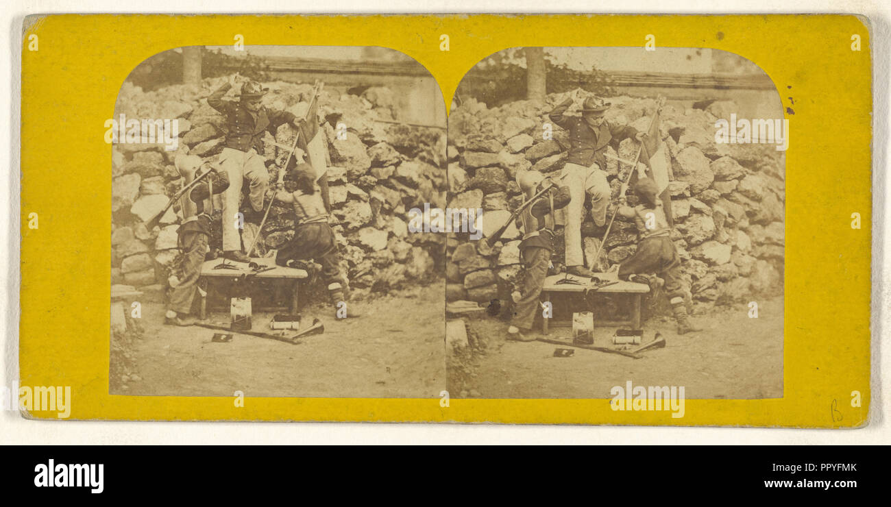 Les enfants jouer à la guerre ; vers 1860 ; à l'albumine argentique Banque D'Images