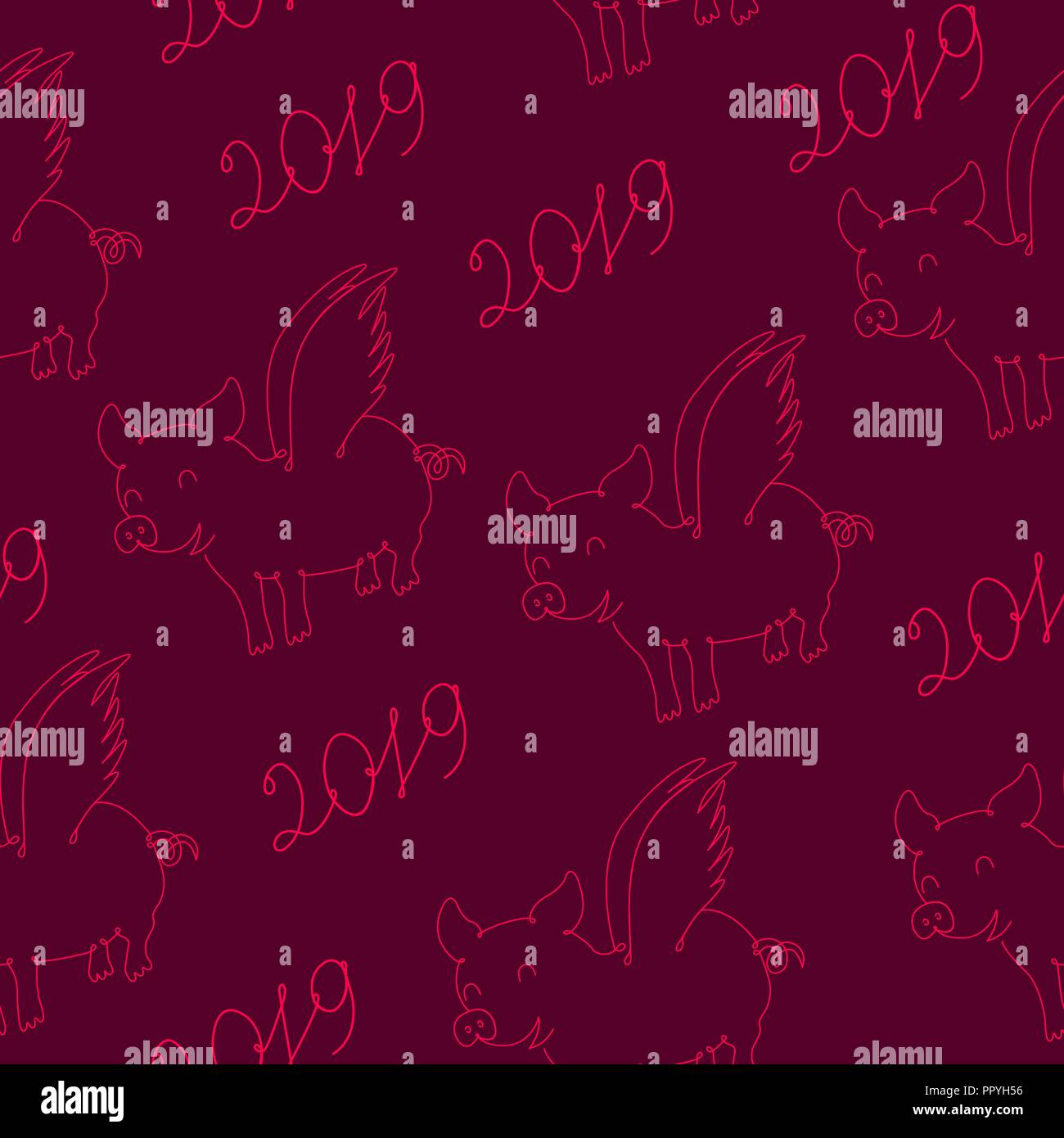 Symbole de l'année 2019 Porcs, seamless texture. Vector Illustration de Vecteur
