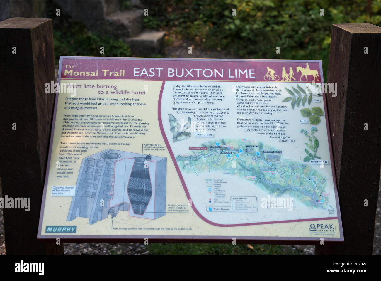Informations sur l'est le four à chaux sur Buxton Monsal Trail. Derbyshire Peak District Banque D'Images