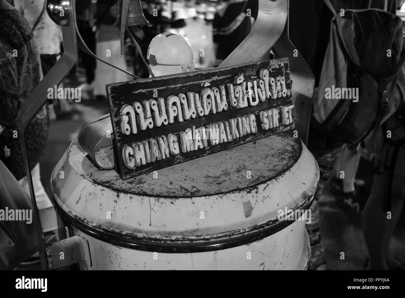 Signe de Walking Street Market de Chiang Mai, Thaïlande Banque D'Images