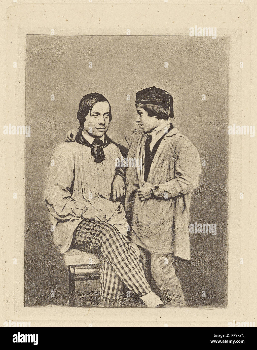Man and boy ; Armand-Hippolyte-Louis Fizeau, Français, 1819 - 1896, Nöel-Marie-Paymal Lerebours, Français, 1807 - 1873, France Banque D'Images
