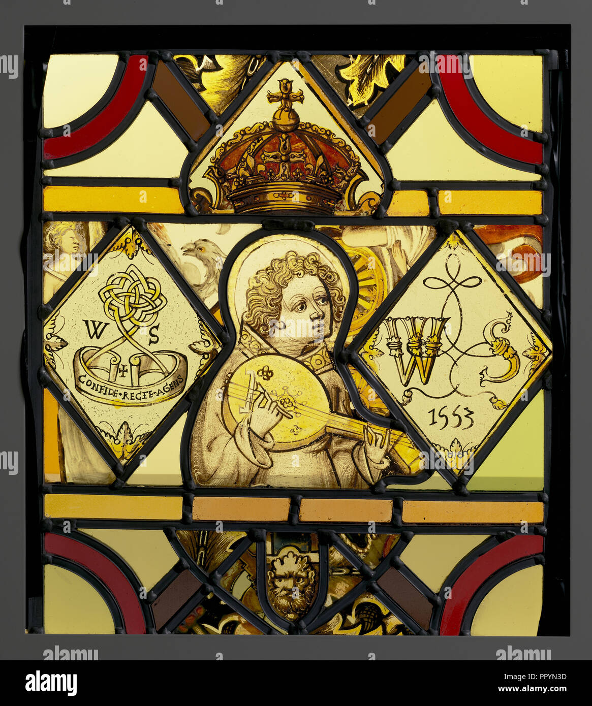 Ensemble avec un Lute-Playing Angel ; l'anglais et l'Angleterre et les Pays-Bas ; Russisch ; environ 1450 et 1553 en verre incolore ; Banque D'Images