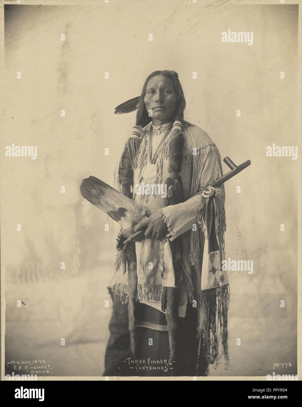 Trois doigts, Cheyenne, Adolph F. Muhr, américain, est mort en 1913, Frank A. Rinehart, américain, 1861 - 1928, 1898 ; platine imprimer Banque D'Images